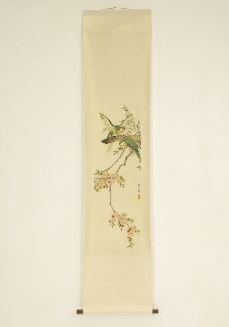 CHINESE WATERCOLOR SCROLL PAINTING OF BIRDS (1 of 8)