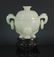 JADE COVERED TRIPOD CENSER ON STAND