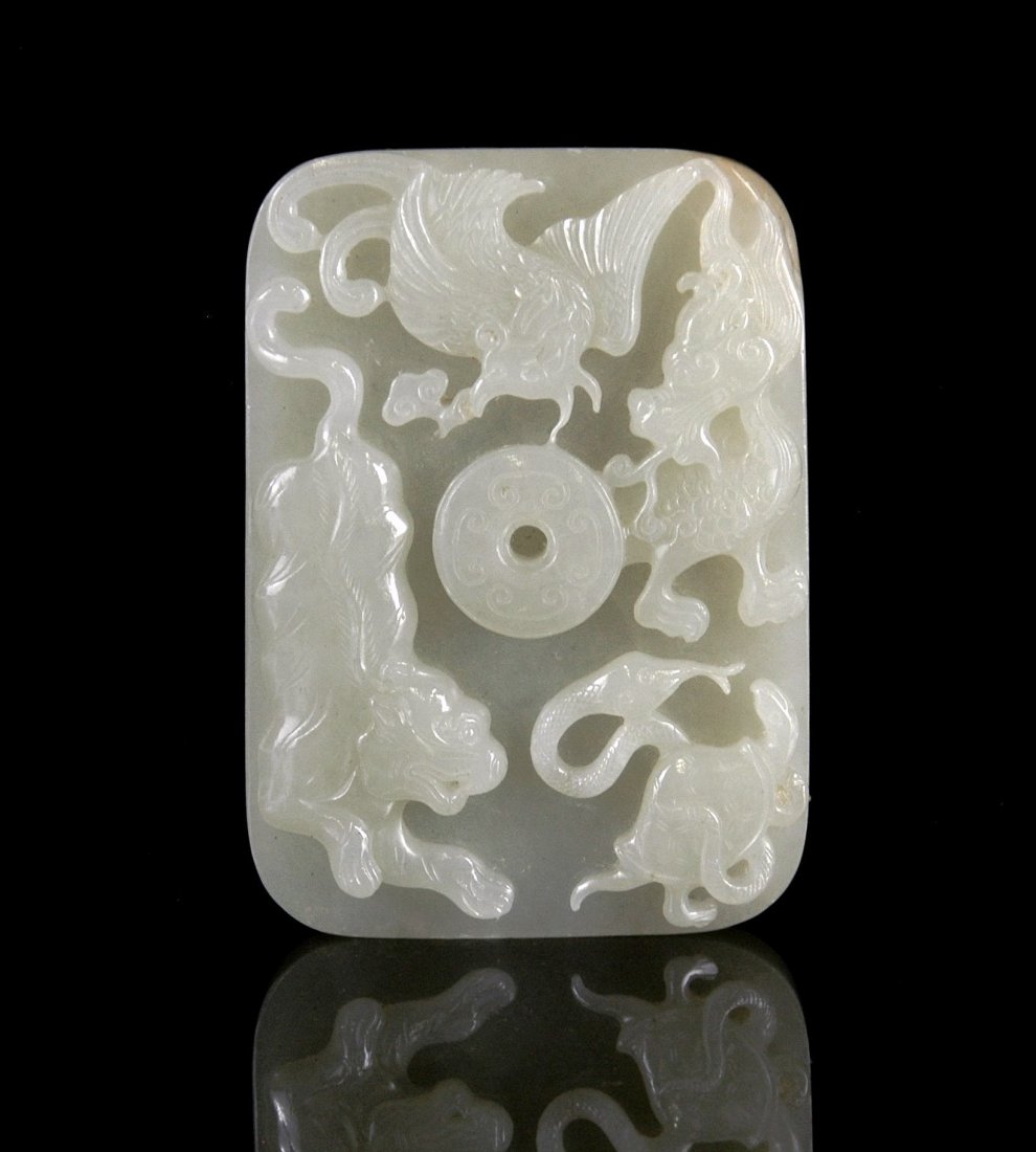 CARVED JADE OF FOUR GUARDIANS PLAQUE (1 of 6)