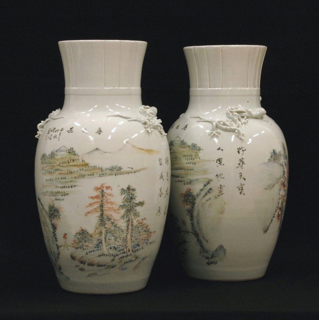 PAIR OF 20TH C PORCELAIN VASES (1 of 8)