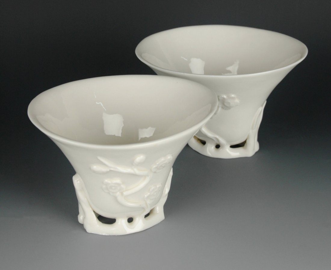 PAIR OF QINGBAI PRUNUS LIBATION CUPS (1 of 6)