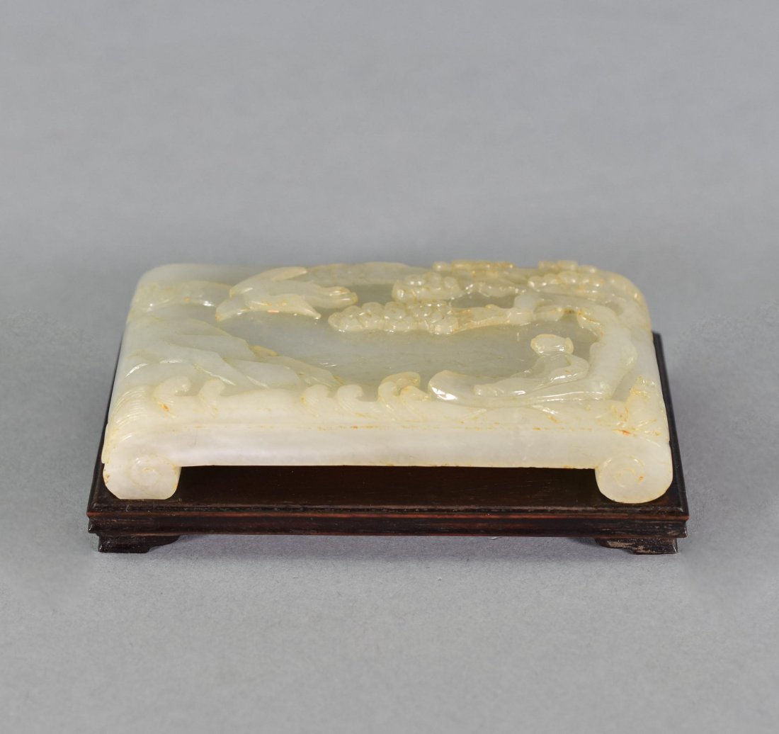 CARVED JADE ARM REST WITH DECORATION OF SCHOLAR IN (1 of 8)