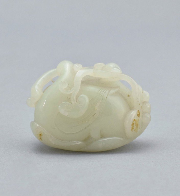 CARVED WHITE JADE IN SHAPE OF TWO DUCKS (1 of 10)