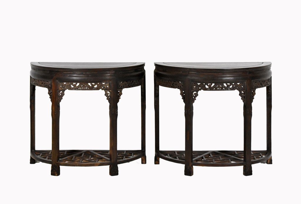 PAIR OF ZITAN HALF MOON SIDE ENDS TABLE (1 of 9)