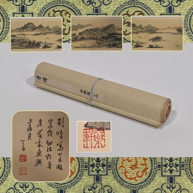 CHINESE LONG SCROLL OF WATER COLOR SHANSHUI PAINTING (1 of 10)