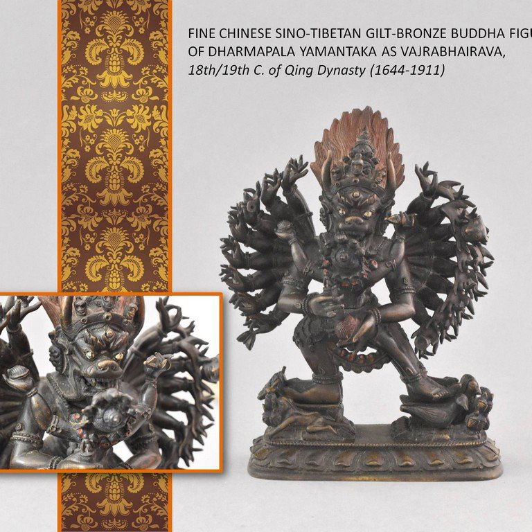 18/19TH C QING DYNASTY SINO-TIBETAN BRONZE BUDDHA (1 of 10)
