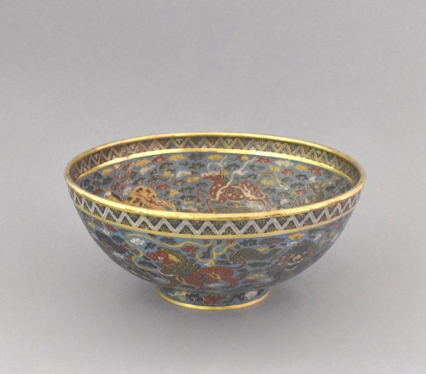 JINGTAI GILT BRONZE AND CLOISONNE BOWL (1 of 10)