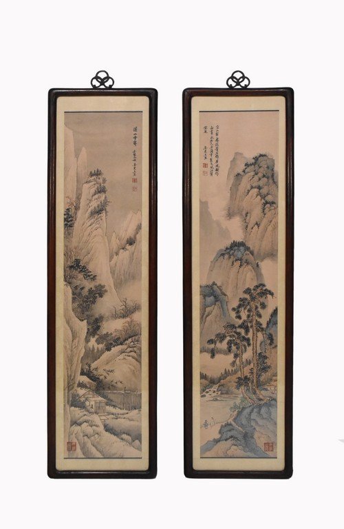 PAIR OF FRAMED CHINESE WATER COLOR PAINTING (1 of 10)