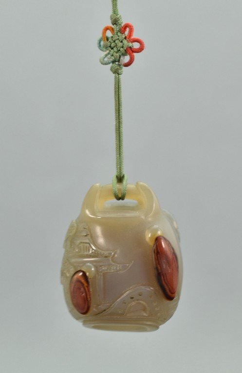 CARVED AGATE PENDANTS OF THREE MONKS WITH WATER (1 of 7)