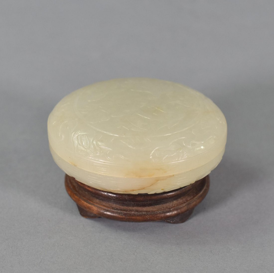 CARVED JADE COVERED ROUND BOX (1 of 9)