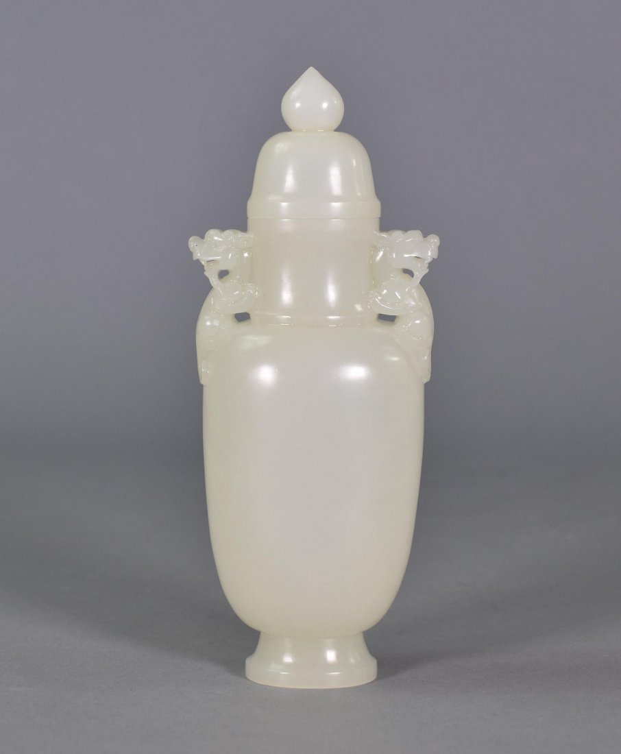 CARVED WHITE JADE OF COVERED URN (1 of 7)