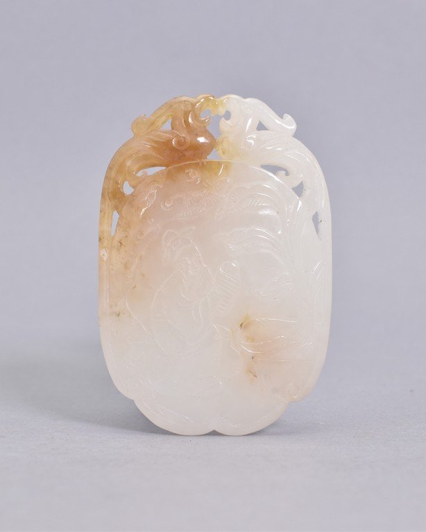 CARVED WHITE JADE FU-BATS PENDANTS (1 of 6)