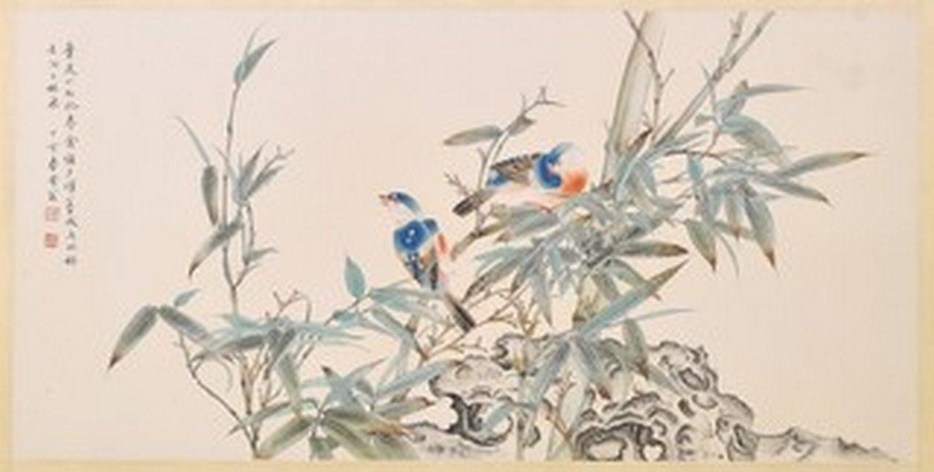 CHINESE WATERCOLOR PAINTING SCROLL OF KINGFISHER ON (1 of 10)