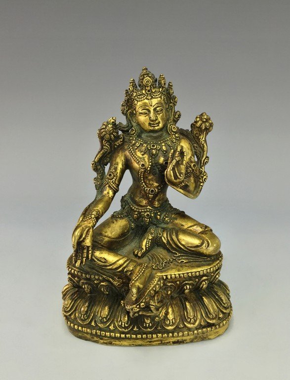 MING DY GILT BRONZE BUDDHA OF TARA FIGURE (1 of 9)