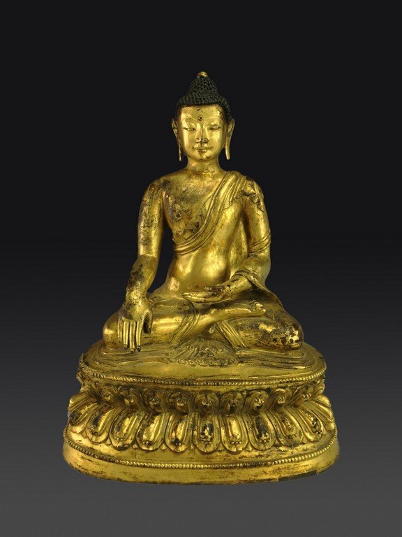 FINE QING DYNASTY SEATED GILT BRONZE BUDDHA (1 of 7)