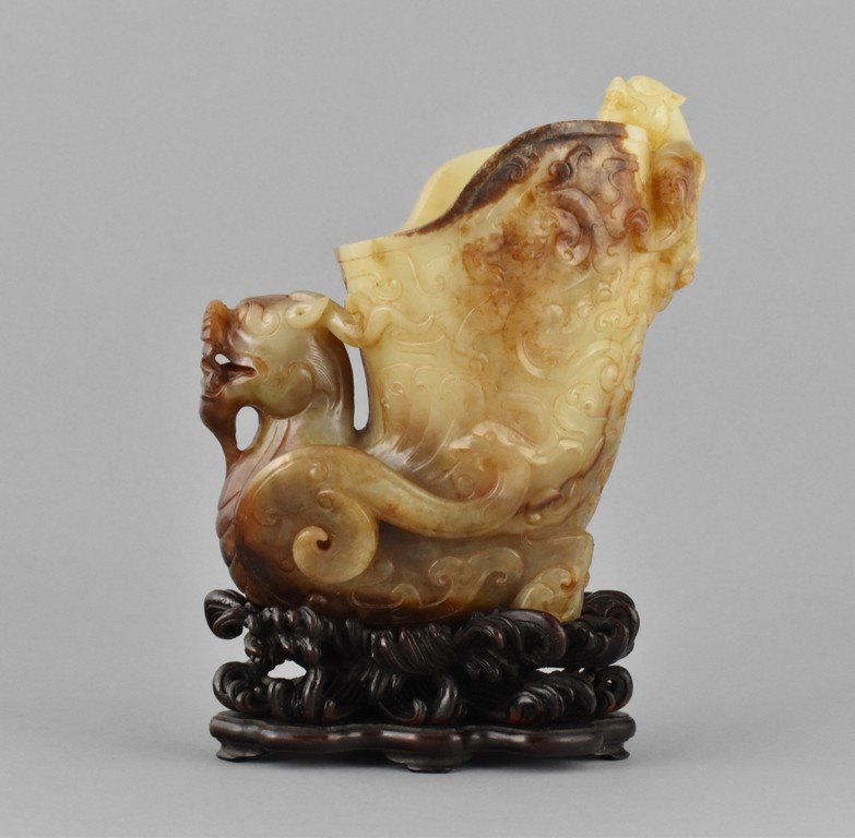 KIRIN AND TIGER CARVED JADE LIBATION CUP (1 of 10)