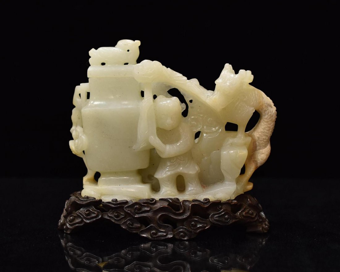 CARVED JADE OF BOY & DRAGON ENCIRCLED COVERED URN (1 of 10)
