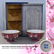PAIR PURPLE GROUND ENAMEL BOWLS IN ORIGINAL BOX