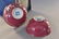 PAIR PURPLE GROUND ENAMEL BOWLS IN ORIGINAL BOX - 3