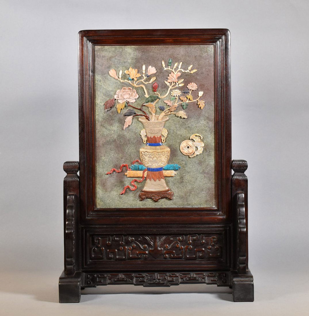 RARE SEMI-PRECIOUS STONES INLAID STONE WALL PLAQUE (1 of 10)