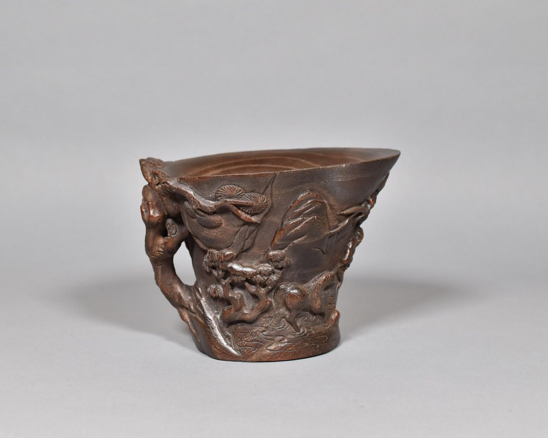 CARVED CHENXIANG WOOD LIBATION CUP (1 of 10)