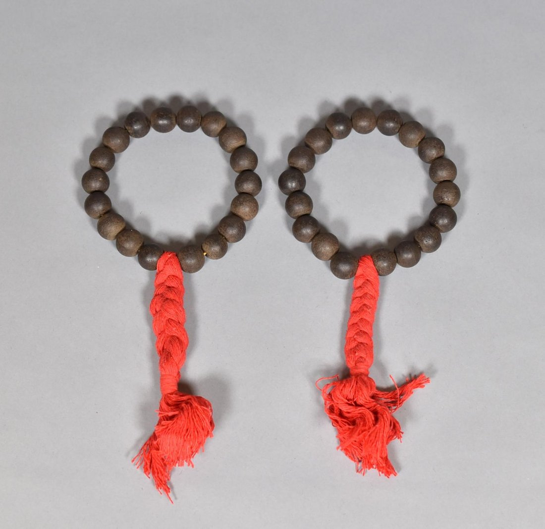 PAIR OF CARVED CHENXIANG WOOD BEADS BRACELETS (1 of 8)