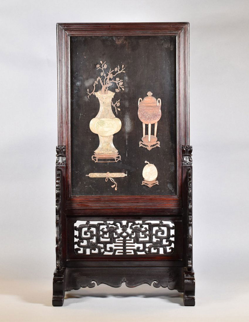 SEMI-PRECIOUS HARD-STONES INLAID TABLE SCREEN (1 of 10)