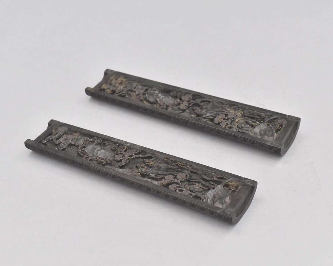 PAIR OF CHINESE CARVED ZITAN ARM REST, 19TH C (1 of 7)