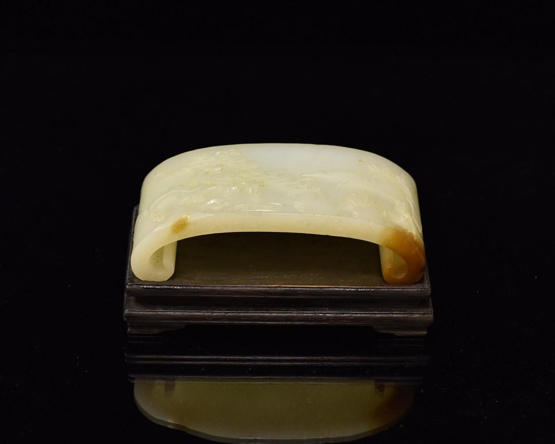 CARVED JADE ARM REST  OF WATERSIDE LANDSCAPE (1 of 8)