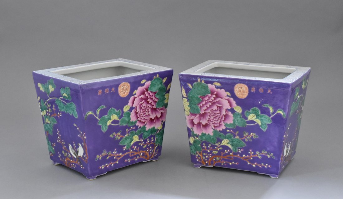 PAIR OF PURPLE DAYAZHAI PLANT POTS (1 of 9)