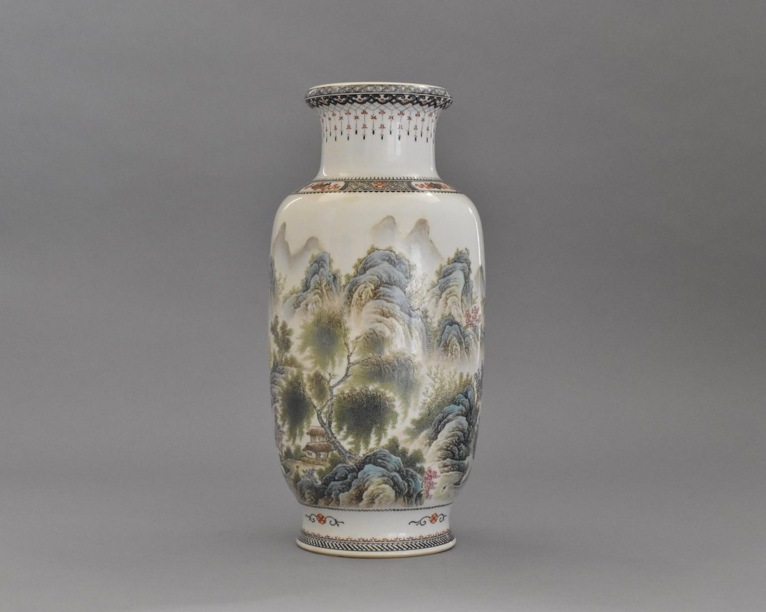 20TH C SHANSHUI PANORAMIC POLYCHROME PORCELAIN VASE (1 of 10)