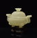 CARVED WHITE JADE COVERED TRIPOD CENSER ON STAND - 3