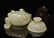 CARVED WHITE JADE COVERED TRIPOD CENSER ON STAND - 5