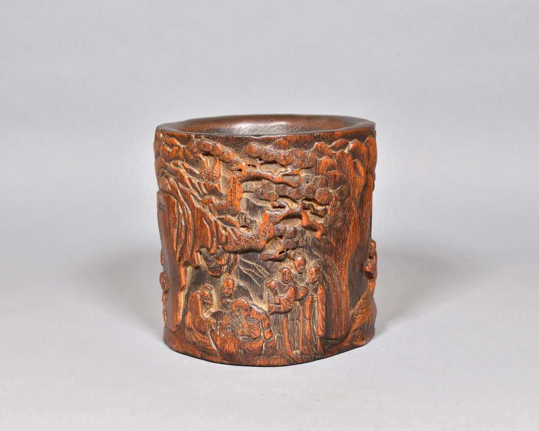 CARVED CHENXIANG WOOD BRUSH POT (1 of 10)