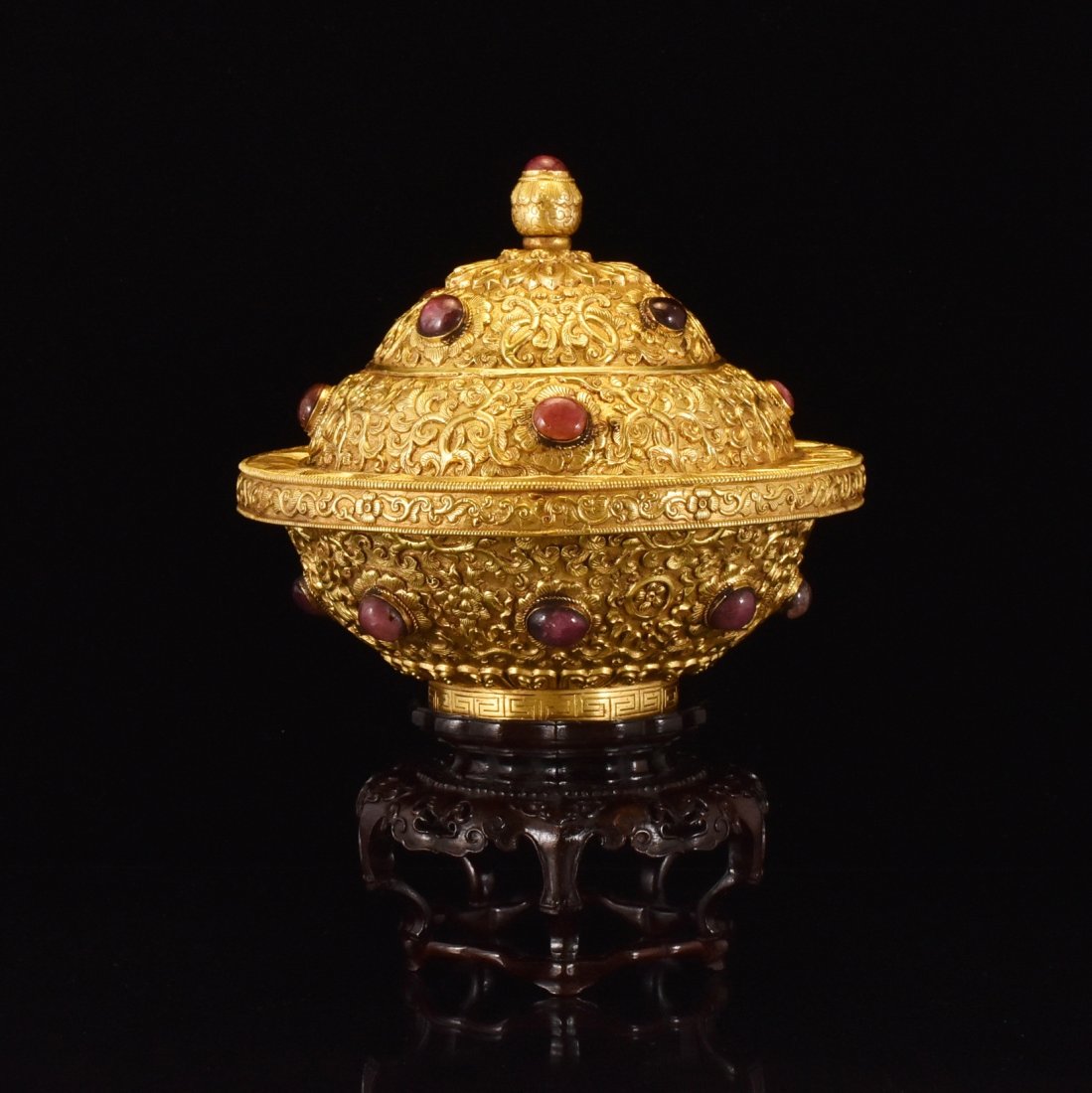 RARE GILT OVER SILVER, FILIGREE, COVERED JAR WITH (1 of 10)