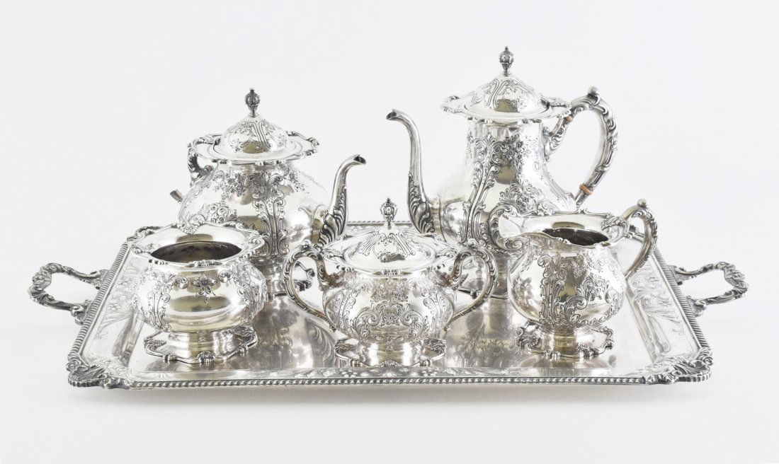 19/20TH C. SET OF 6 PCS FRANK WHITING SILVER TEA SETS (1 of 10)