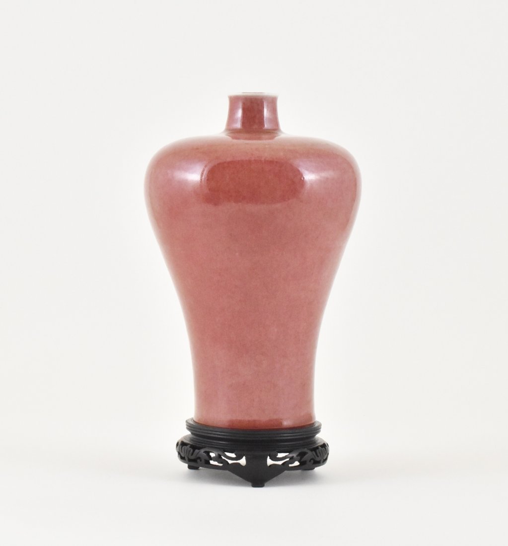 CHINESE SANG DE BOEUF MONOCHROME MEIPING VASE W/ STAND (1 of 10)