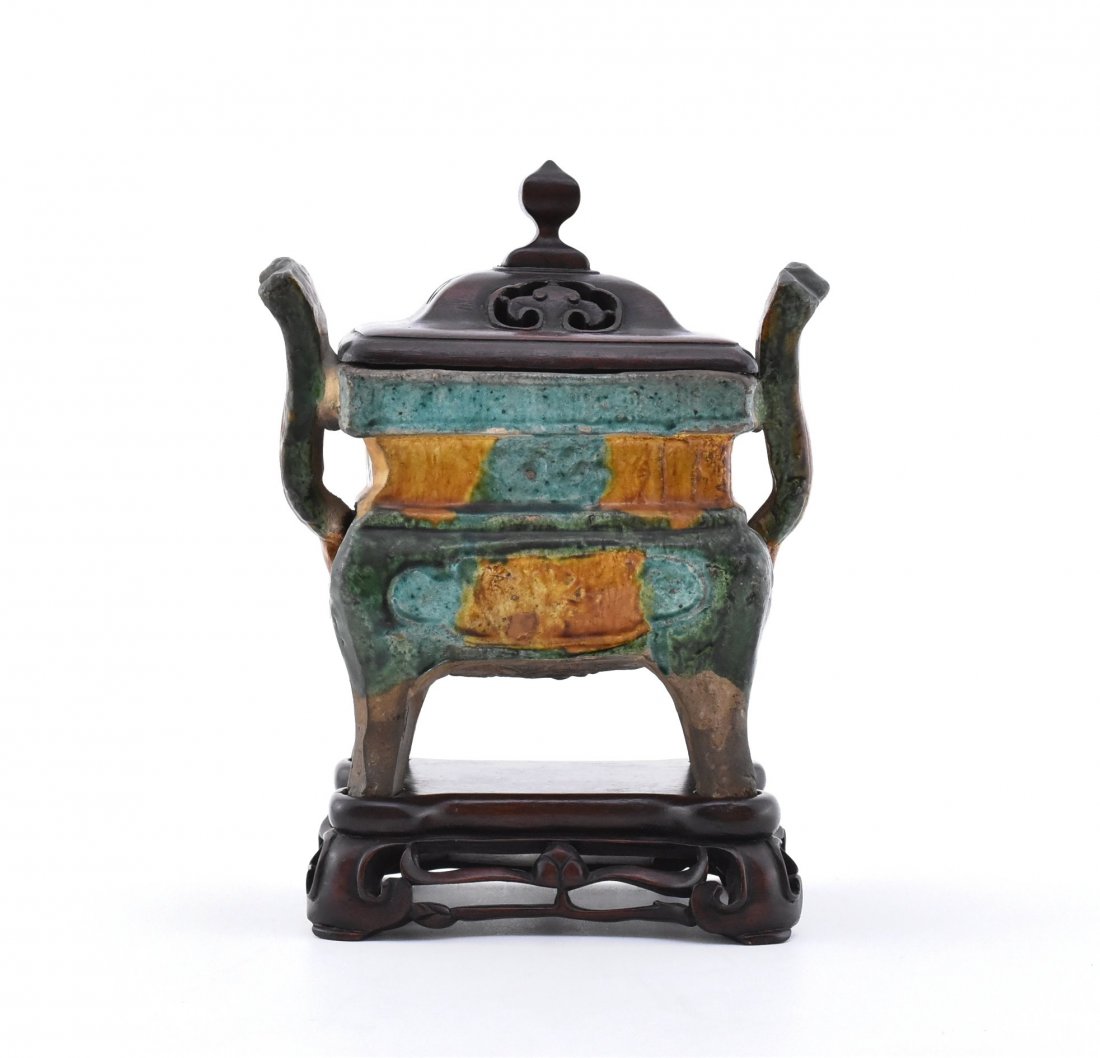 RARE SANCAI COVERED CENSER ON STAND (1 of 10)