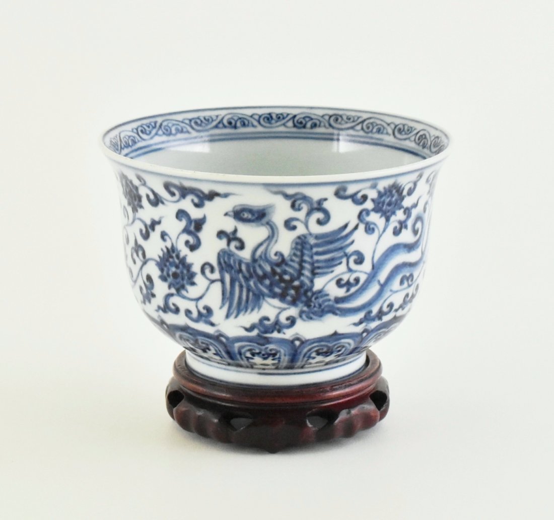 XUANDE COBALT BLUE PHOENIX MOTIF PORCELAIN BOWL (1 of 10)