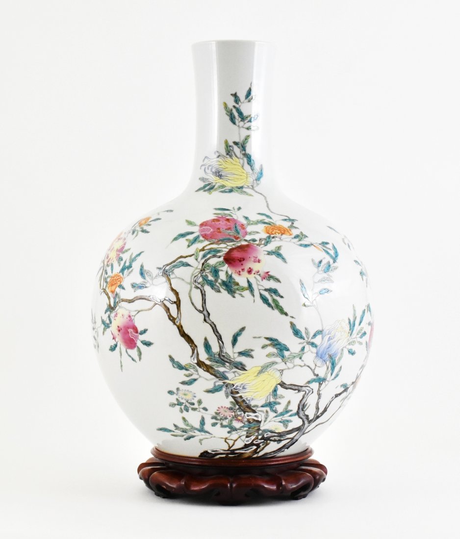 LARGE CHINESE FAMILLE ROSE POMEGRANATE CELESTIAL VASE (1 of 10)
