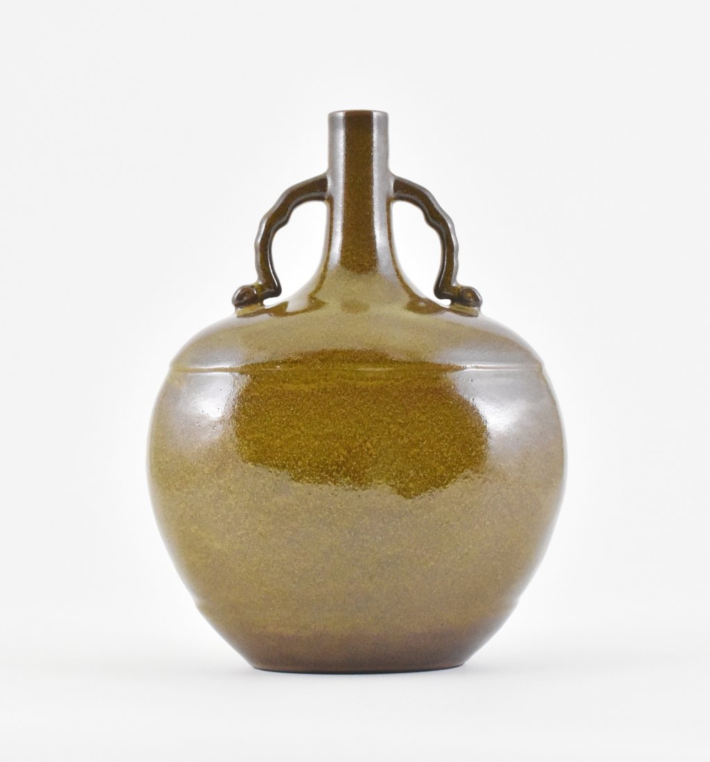 FINE CHINESE TEA DUST PORCELAIN MOON FLASK (1 of 9)