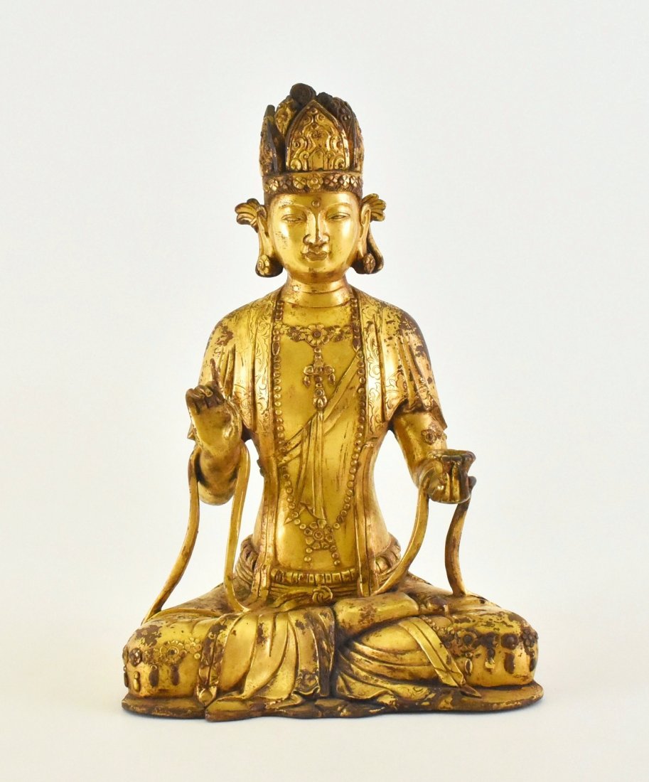 QING GILT BRONZE SEATED BUDDHA (1 of 10)