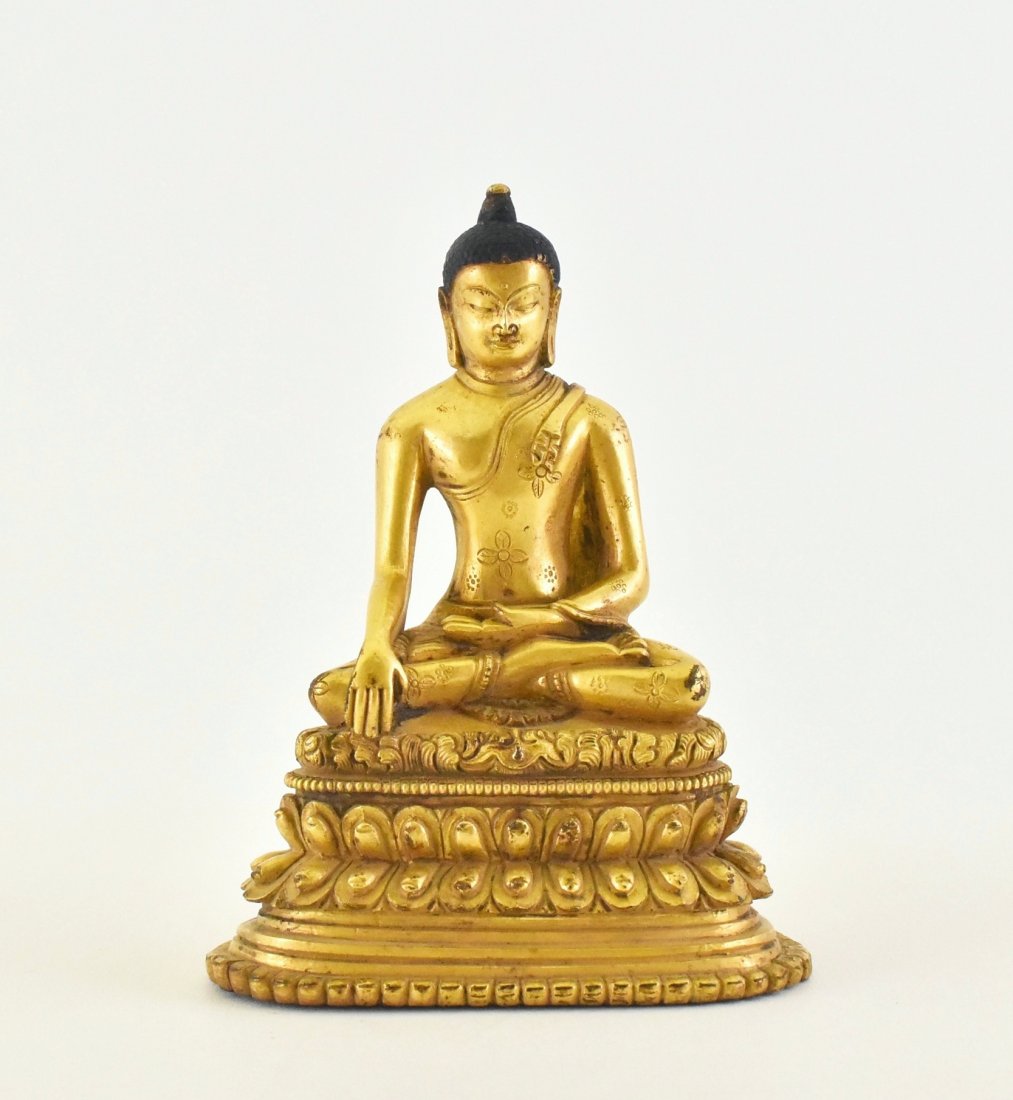 QING GILT BRONZE SEATED BUDDHA (1 of 10)