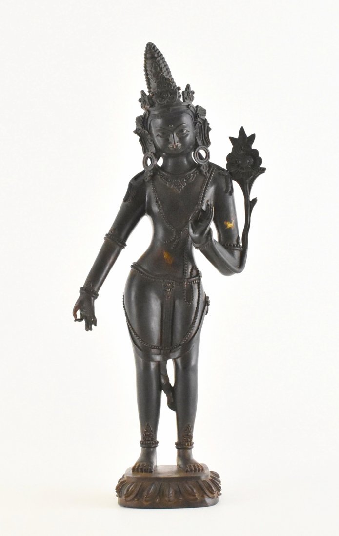 MING BRONZE STANDING BUDDHA FIGURE OF AVALOKITESHVARA (1 of 10)