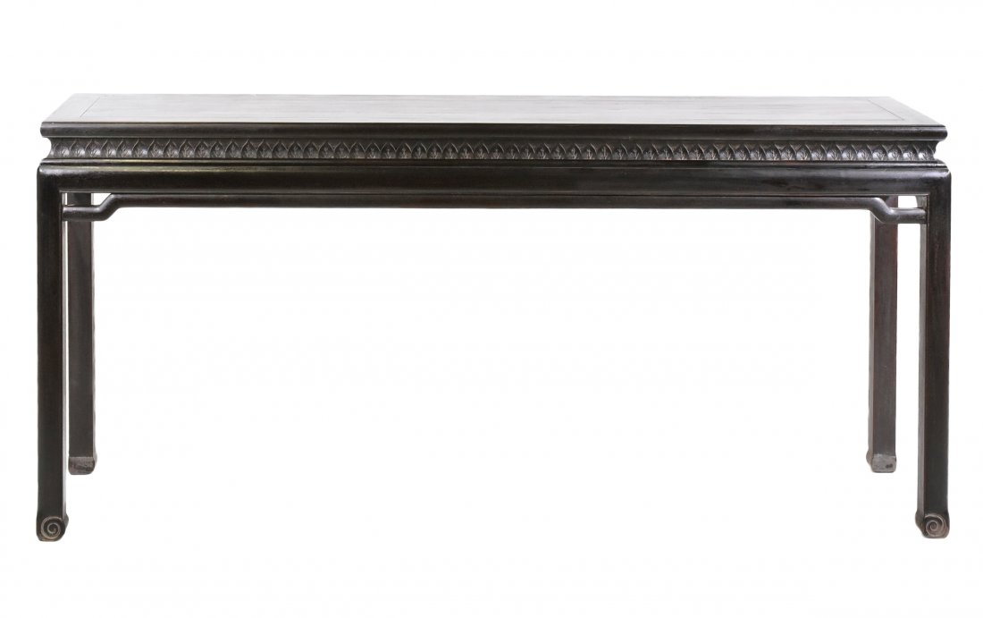 WAISTED ZITAN SIDE ALTAR TABLE WITH REPEATING LEAVES (1 of 10)