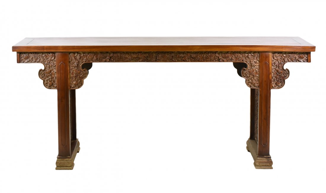 BRIDGED LEGS HUANGHUALI SIDE ALTAR TABLE, WITH ROCOCO (1 of 10)