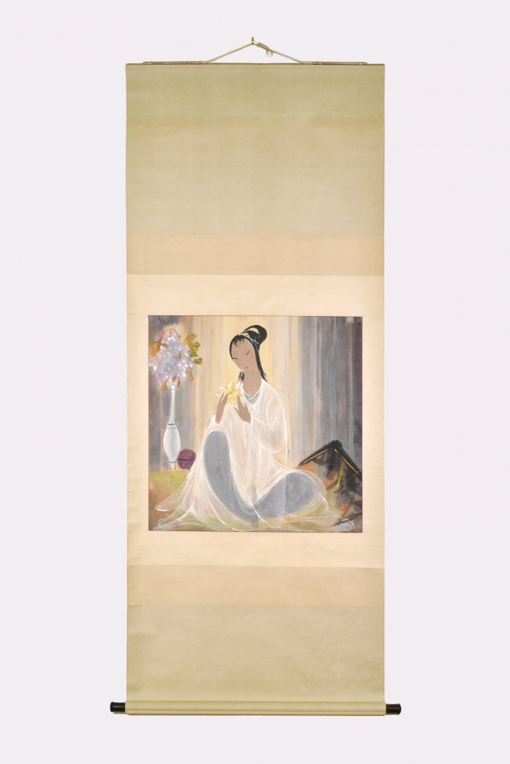 LI FENGMIAN (1900-1991), LADY WITH FLOWER, CHINESE (1 of 10)