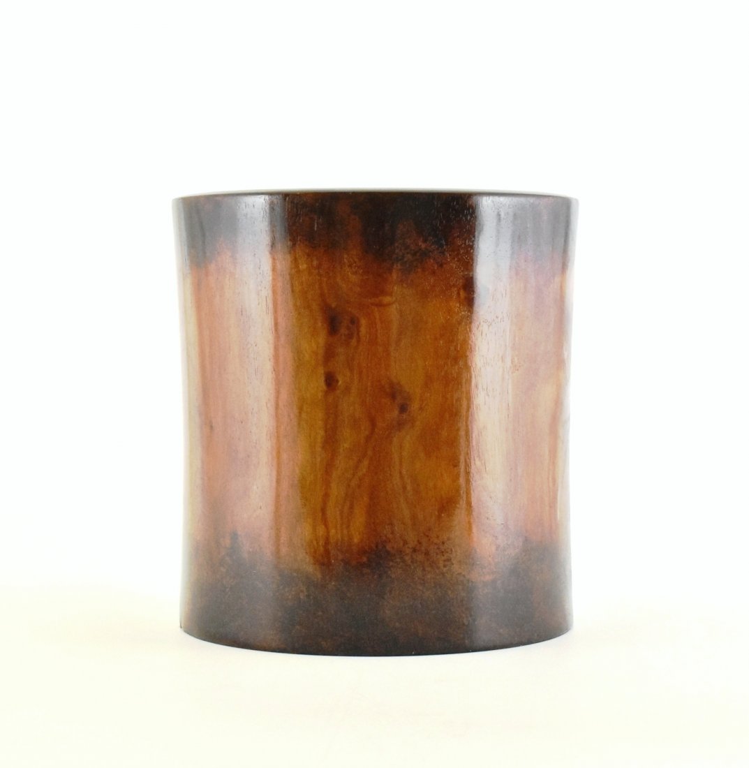 CARVED HUANGHUALI BRUSH POT WITH GHOST FACES (1 of 10)