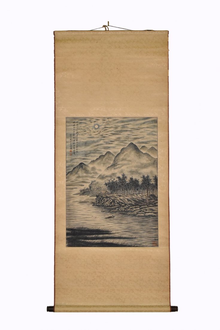 TAO LENGYUE  (1895-1985), VILLAGE UNDER FULL MOON, (1 of 10)