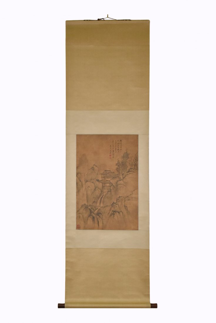 FANG WENJIA  (1501-1583), PAVILION ABOVE WATERFALL, (1 of 9)